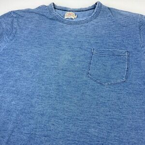 Faherty Brand Mens Size Large Blue Indigo Dyed Cotton Pocket T Shirt Outdoor